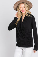 Black Draped Wrap Nursing Top