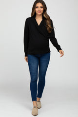 Black Draped Wrap Maternity/Nursing Top