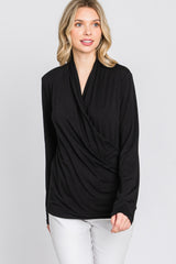 Black Draped Wrap Nursing Top