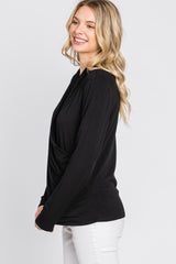 Black Draped Wrap Nursing Top