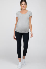 Black Side Pocket Cropped Maternity Active Legging