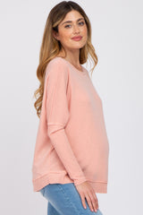 Peach Lightweight Terry Maternity Sweater