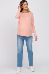 Peach Lightweight Terry Maternity Sweater