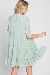 Mint Swiss Dot Tiered Dress