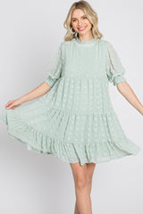 Mint Swiss Dot Tiered Dress