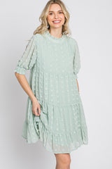 Mint Swiss Dot Tiered Dress