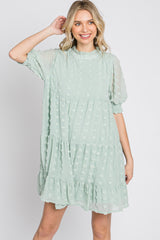 Mint Swiss Dot Tiered Dress