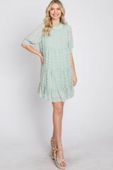 Mint Swiss Dot Tiered Dress