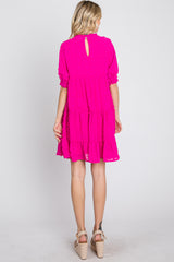 Fuchsia Swiss Dot Tiered Dress