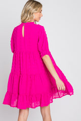 Fuchsia Swiss Dot Tiered Dress