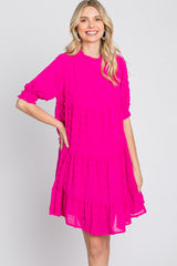 Fuchsia Swiss Dot Tiered Dress