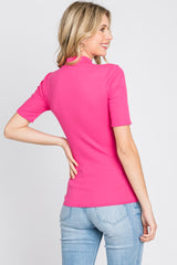 Fuchsia Ribbed Mock Neck Top