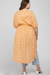 Orange Floral Tie Front Maternity Plus Cover Up