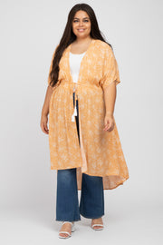 Orange Floral Tie Front Plus Cover Up