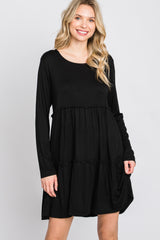 Black Long Sleeve Tiered Dress