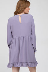 Lavender Ruffle Trim Long Sleeve Dress