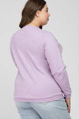 Lavender Crew Neck Long Sleeve Maternity Plus Top