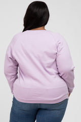 Lavender Crew Neck Long Sleeve Plus Top