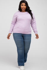 Lavender Crew Neck Long Sleeve Plus Top