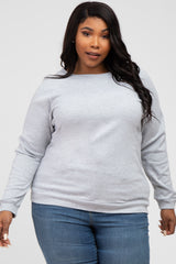 Heather Grey Crew Neck Long Sleeve Plus Top