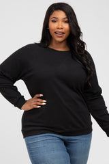 Black Crew Neck Long Sleeve Maternity Plus Top