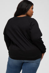 Black Crew Neck Long Sleeve Plus Top