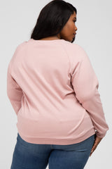 Mauve Crew Neck Long Sleeve Plus Top