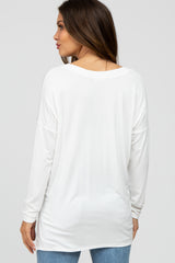 Ivory V-Neck Hi-Low Long Sleeve Maternity Top