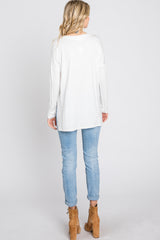 Ivory V-Neck Hi-Low Long Sleeve Top