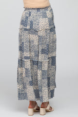 Blue Paisley Patchwork Maternity Maxi Skirt