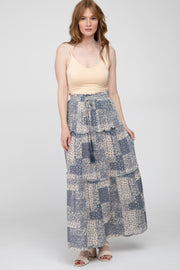 Blue Paisley Patchwork Maxi Skirt