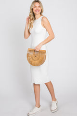 Ivory Fitted Sleeveless Dress