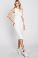 Ivory Fitted Sleeveless Dress