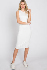 Ivory Fitted Sleeveless Dress