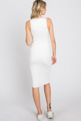 Ivory Fitted Sleeveless Dress