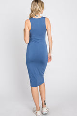 Blue Fitted Sleeveless Dress