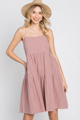 Mauve Tiered Maternity Mini Dress