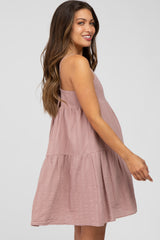 Mauve Tiered Maternity Mini Dress