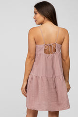 Mauve Tiered Maternity Mini Dress