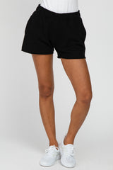 Black French Terry Raw Hem Shorts