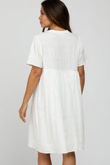 White Textured Babydoll Maternity Dress