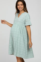 Mint Green Textured Babydoll Maternity Dress