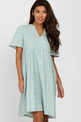 Mint Green Textured Babydoll Dress