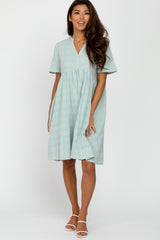 Mint Green Textured Babydoll Maternity Dress