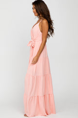 Peach Racerback Tiered Maxi Dress