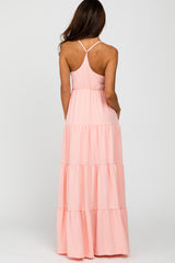 Peach Racerback Tiered Maxi Dress