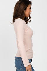 Light Pink Brushed Lettuce Trim Top