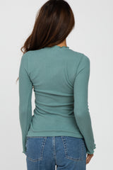 Teal Brushed Lettuce Trim Top