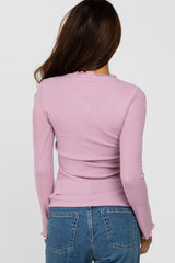 Pink Brushed Lettuce Trim Top