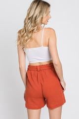 Rust Front Tie Shorts